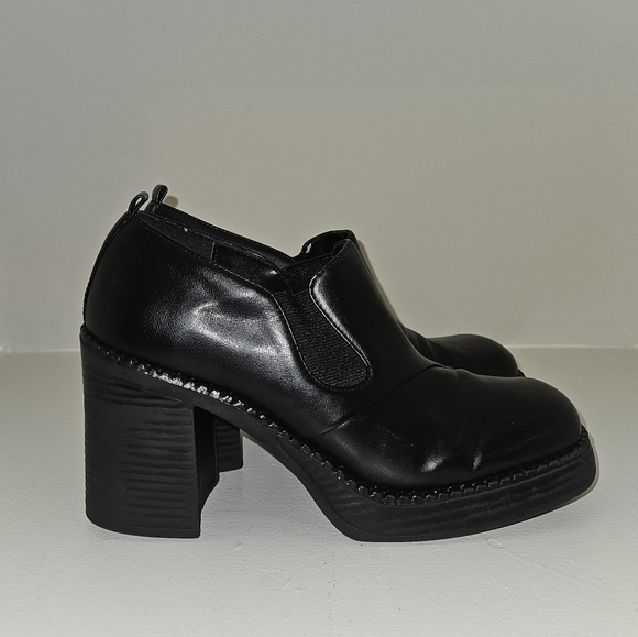 Vintage Y2K So Leather Chunky Platform Heel Slip On 7M Black - Picture 8 of 16